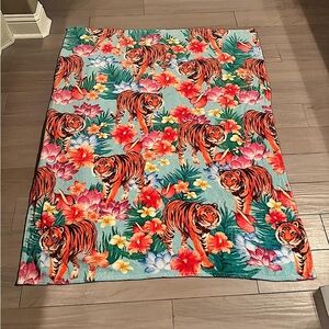 Sea world Floral Tiger Print Blanket 50x60in